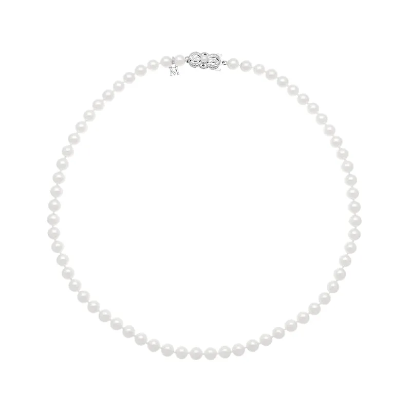 Mikimoto 18ct White Gold 6.5mm White Akoya Pearl Necklace