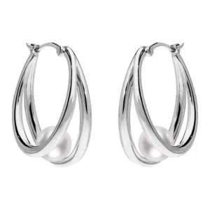 Mikimoto 18ct White Gold 6mm White Akoya Pearl Hoop Earrings D