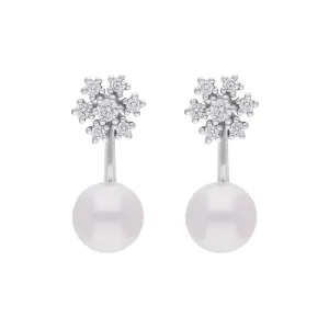 Mikimoto 18ct White Gold Akoya Pearl Diamond Earrings