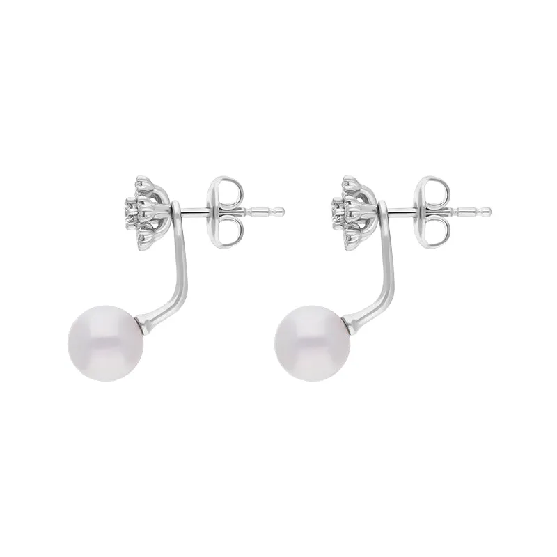 Mikimoto 18ct White Gold Akoya Pearl Diamond Earrings