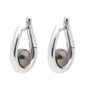 Mikimoto 18ct White Gold Black South Sea Pearl Hinged Earrings