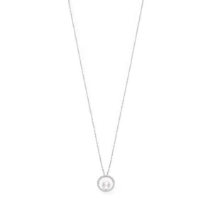 Mikimoto 18ct White Gold Diamond 7mm White Akoya Pearl Necklace