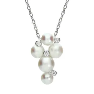 Mikimoto 18ct White Gold Diamond White Akoya Pearl Bubble Necklace