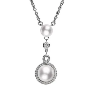 Mikimoto 18ct White Gold Diamond White Akoya Pearl Twist Necklace