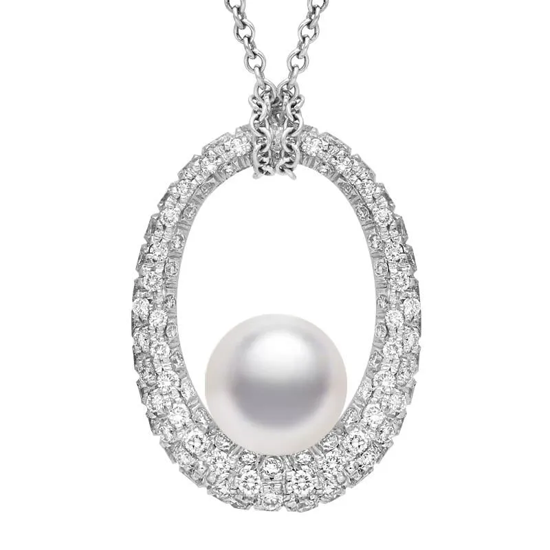 Mikimoto 18ct White Gold Diamond White South Sea Pearl Loop Necklace