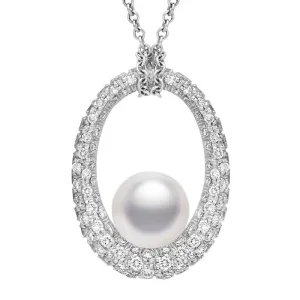 Mikimoto 18ct White Gold Diamond White South Sea Pearl Loop Necklace