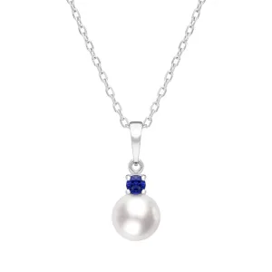 Mikimoto 18ct White Gold Sapphire 7.5mm White A  Akoya Pearl Necklace