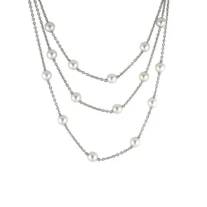 Mikimoto 18ct White Gold White A  Akoya Pearl Layered Necklace