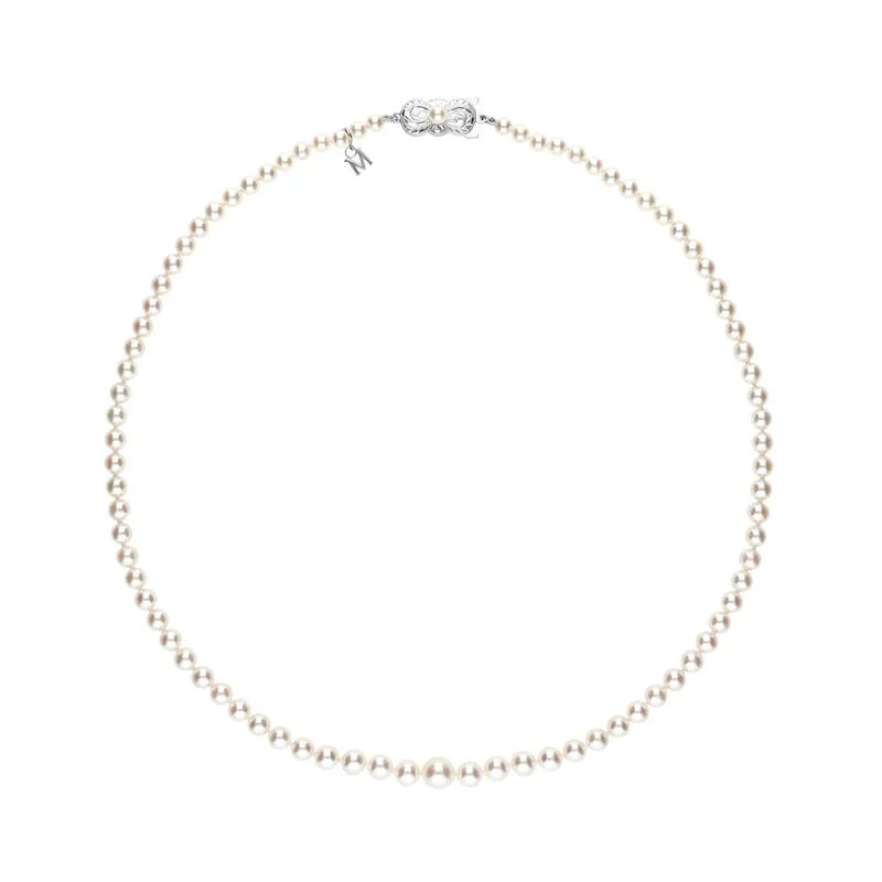 Mikimoto 18ct White Gold White Akoya Pearl Graduated Necklace