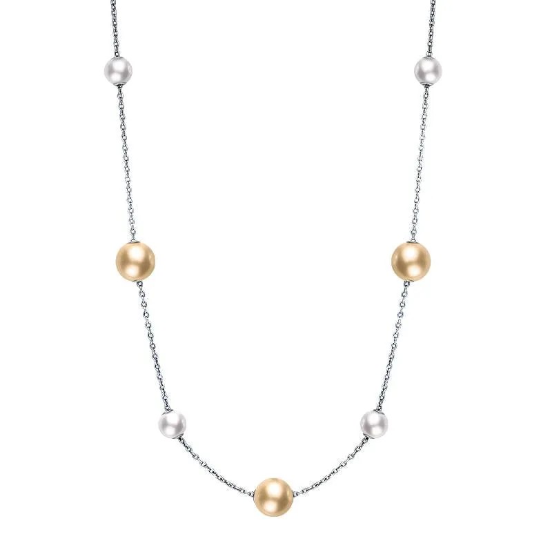 Mikimoto 18ct White Gold White and Golden Akoya Pearl Necklace