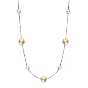 Mikimoto 18ct White Gold White and Golden Akoya Pearl Necklace