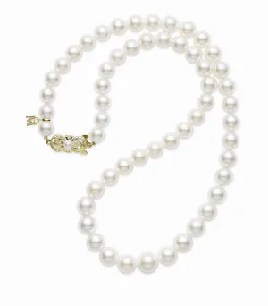 Mikimoto 18ct Yellow Gold 7mm White A Grade Akoya Pearl Uniform Strand Necklace