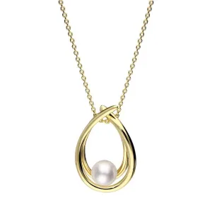 Mikimoto 18ct Yellow Gold 7mm White Akoya Pearl Hoop Necklace
