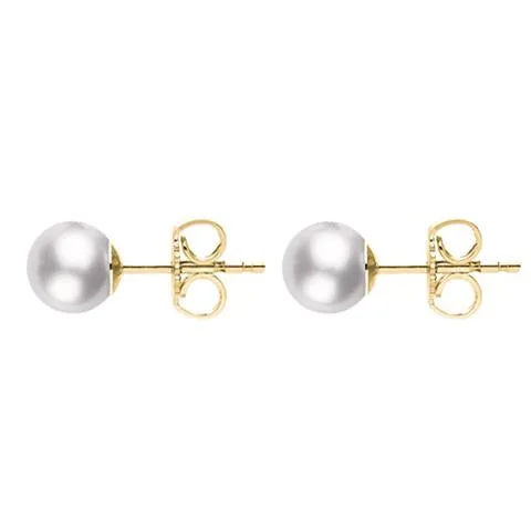 Mikimoto 18ct Yellow Gold 7mm White Grade AA Pearl Stud Earrings