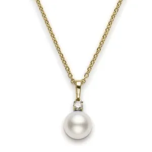 Mikimoto 18ct Yellow Gold Diamond 10mm White A  South Sea Pearl Necklace