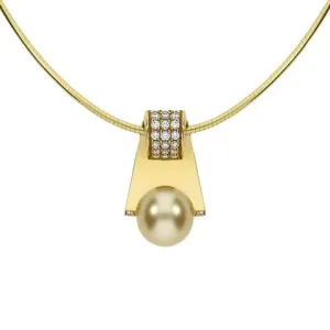 Mikimoto 18ct Yellow Gold Diamond 11mm Golden South Sea Pearl Necklace