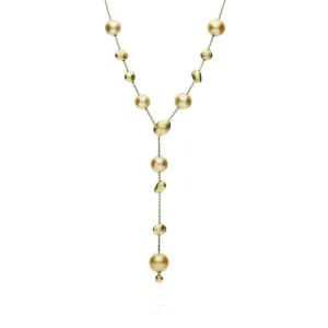 Mikimoto 18ct Yellow Gold Diamond Golden South Sea Pearl Necklace D