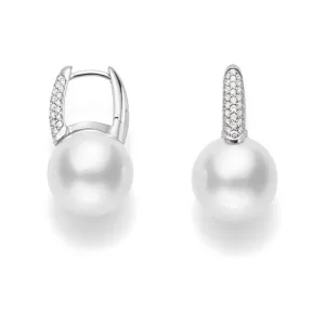 Mikimoto Classic Elegance 18ct White Gold Diamond 8mm White Akoya Pearl Earrings