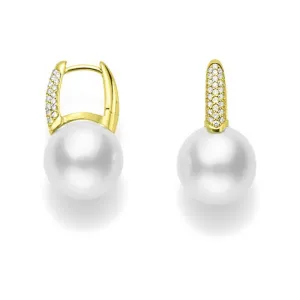 Mikimoto Classic Elegance 18ct Yellow Gold 8mm Akoya Pearl 0.26ct Diamond Earrings