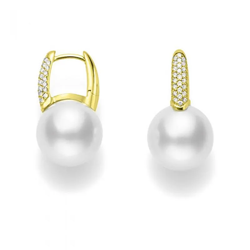 Mikimoto Classic Elegance 18ct Yellow Gold 8mm Akoya Pearl 0.26ct Diamond Earrings