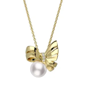 Mikimoto Jeux de Rubans 18ct Yellow Gold 8mm Pearl Diamond Necklace