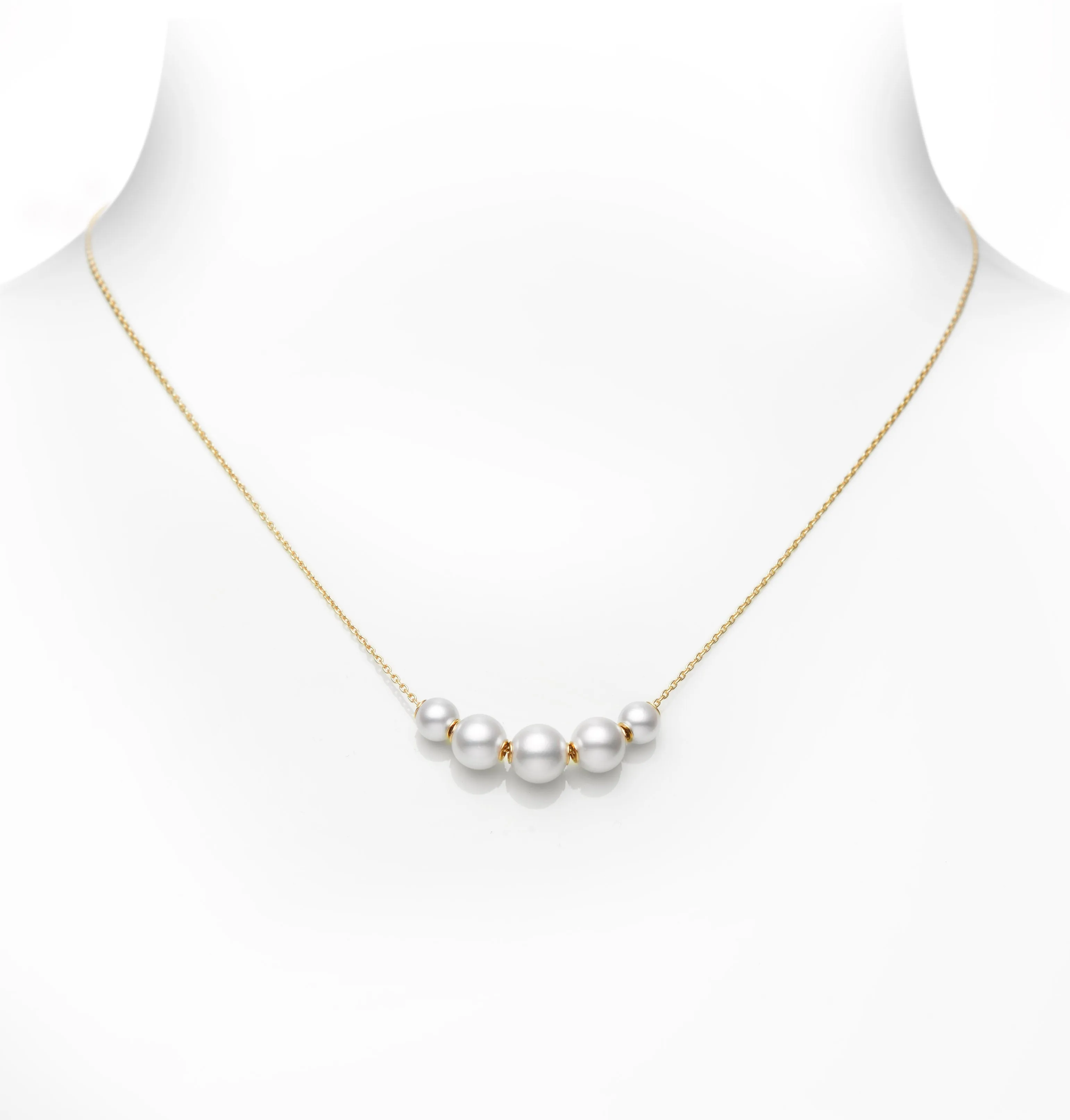 Mikimoto Jewels In Motion 18ct Yellow Gold White Akoya Pearl Necklace