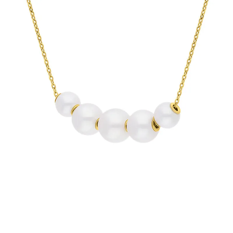 Mikimoto Jewels In Motion 18ct Yellow Gold White Akoya Pearl Necklace