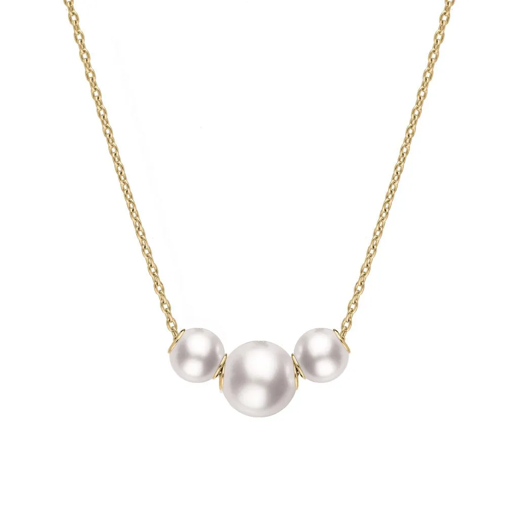 Mikimoto Jewels In Motion 18ct Yellow Gold White Akoya Pearl Necklace