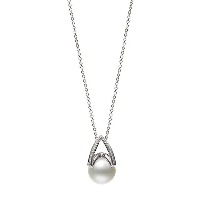Mikimoto M Collection 18ct White Gold Diamond White South Sea Pearl Pendant