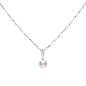 Mikimoto Morning Dew 18ct White Gold Diamond White Akoya Pearl Pendant