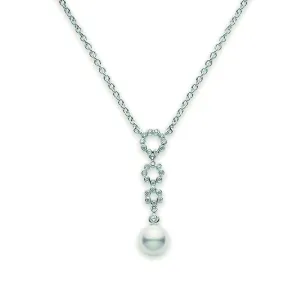 Mikimoto Necklace Lace Diamond and Pearl Necklace 18ct White Gold