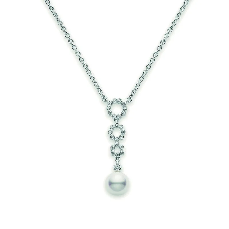 Mikimoto Necklace Lace Diamond and Pearl Necklace 18ct White Gold