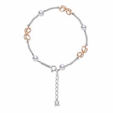 Mikimoto 18ct White Gold 5.5mm White Akoya Pearl Bow Bracelet D