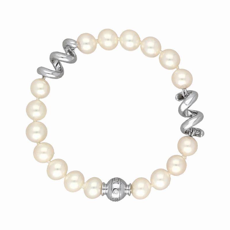 Mikimoto 18ct White Gold 7-7.5mm Pearl Swirls Bracelet D
