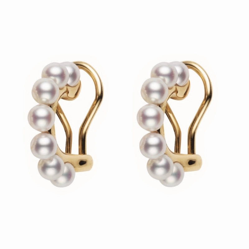 Mikimoto 18ct Yellow Gold White Akoya Pearl Bubble Earrings