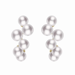 Mikimoto 18ct Yellow Gold White Akoya Pearl Bubble Earrings D