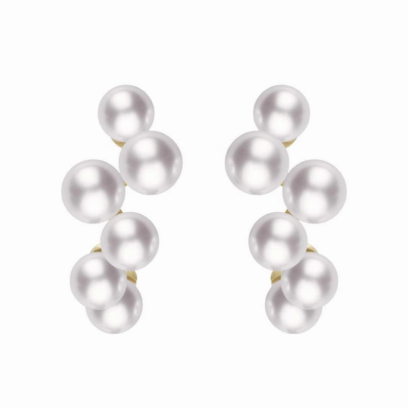 Mikimoto 18ct Yellow Gold White Akoya Pearl Bubble Earrings D