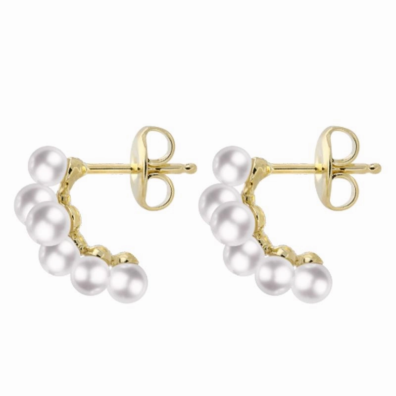Mikimoto 18ct Yellow Gold White Akoya Pearl Bubble Earrings D