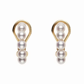 Mikimoto 18ct Yellow Gold White Akoya Pearl Bubble Earrings