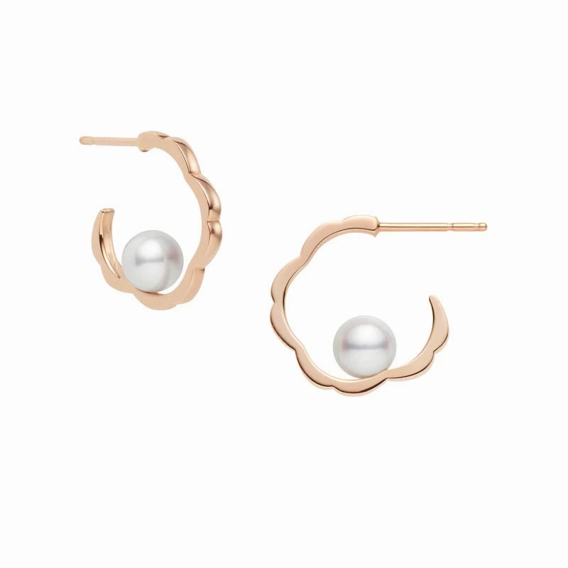 Mikimoto Cherry Blossom 18ct Rose Gold Akoya Pearl Earrings
