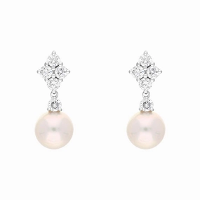 Mikimoto Classic Elegance 18ct White Gold Diamond White Akoya Pearl Earrrings