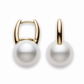 Mikimoto Classic Elegance 18ct Yellow Gold White South Sea Pearl Earrrings