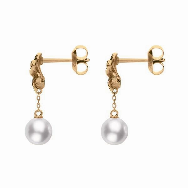 Mikimoto Dandelion 18ct Rose Gold Diamond Pearl Earrings