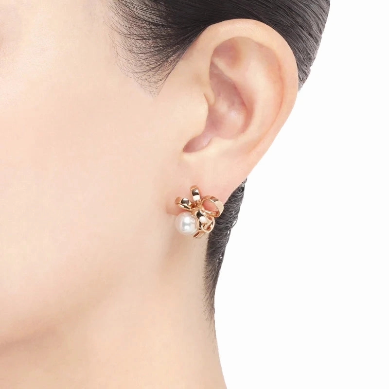 Mikimoto Jeux de Rubans 18ct Rose Gold Akoya Pearl Earrings