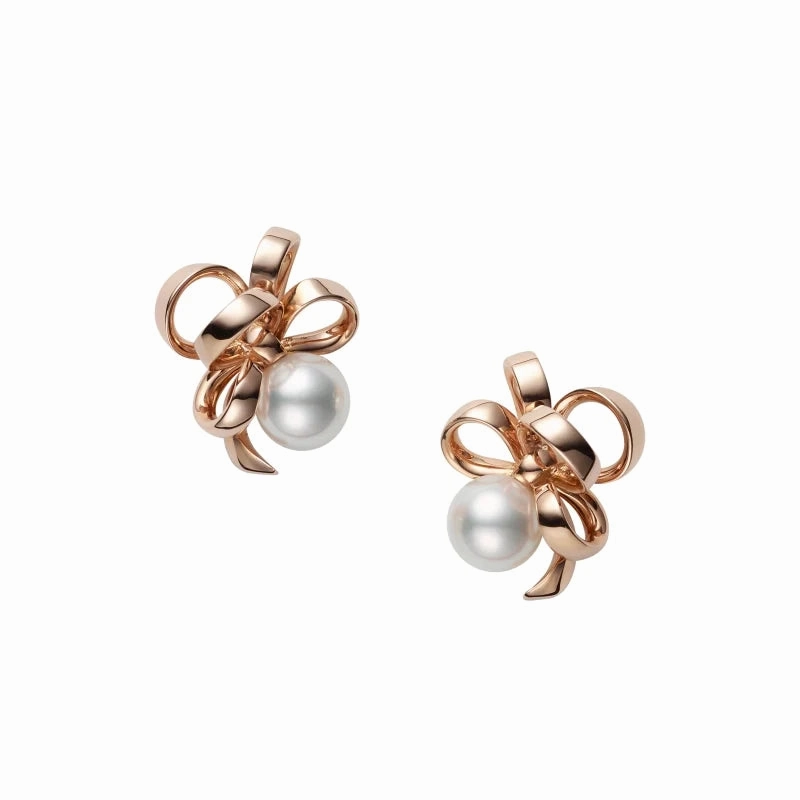 Mikimoto Jeux de Rubans 18ct Rose Gold Akoya Pearl Earrings