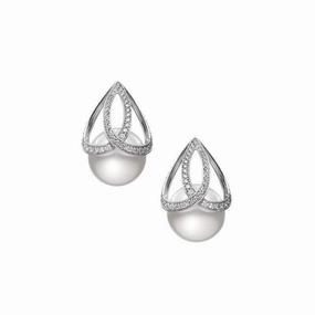 Mikimoto M Collection 18ct White Gold Diamond White South Sea Pearl Earrings