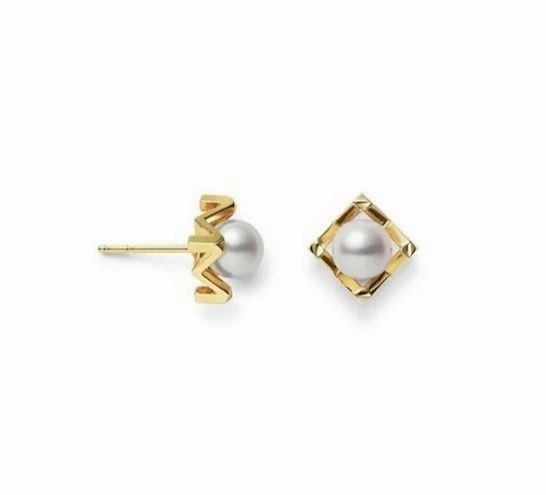 Mikimoto M Collection 18ct Yellow Gold White Akoya Pearl Stud Earrings