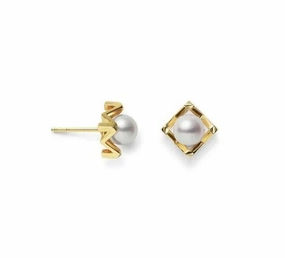 Mikimoto M Collection 18ct Yellow Gold White Akoya Pearl Stud Earrings
