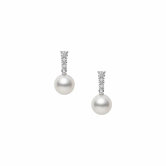 Mikimoto Morning Dew 18ct White Gold Akoya Cultured Pearl 0.24ct Diamond Earrings