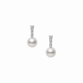 Mikimoto Morning Dew 18ct White Gold Akoya Cultured Pearl 0.24ct Diamond Earrings